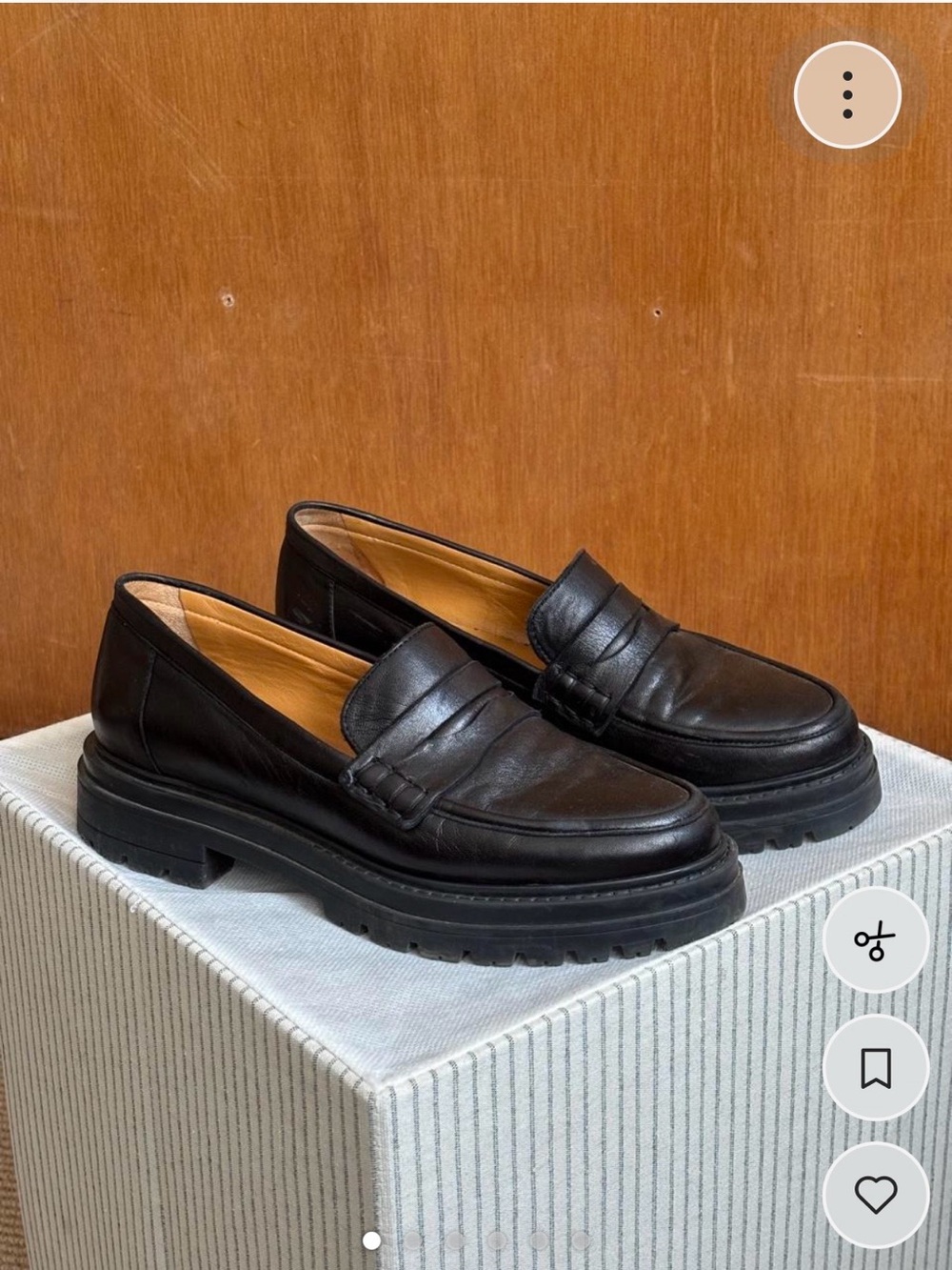 Sezane Women’s  Black Leather Penny Loafers - Picture 5 of 10